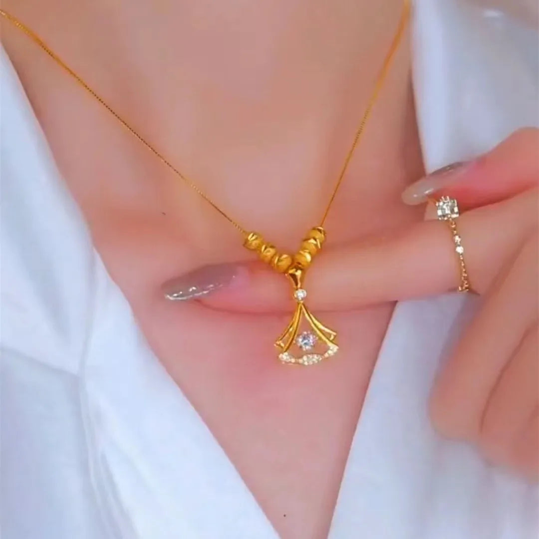 24K Gold Plated Fan Necklace